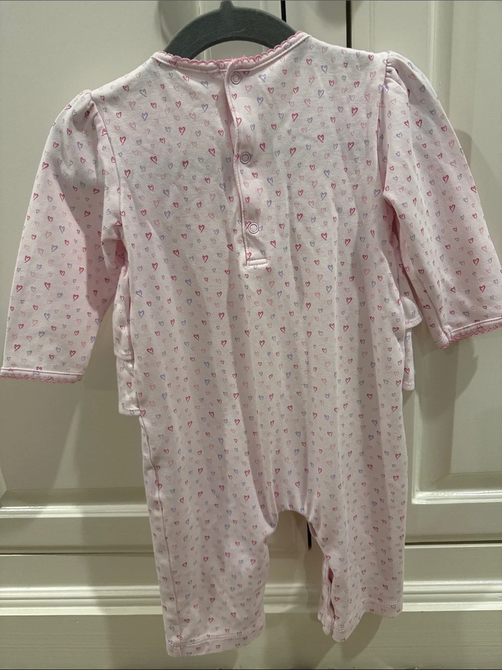 Kissy Kissy Light Pink Heart-Print Ruffle Romper